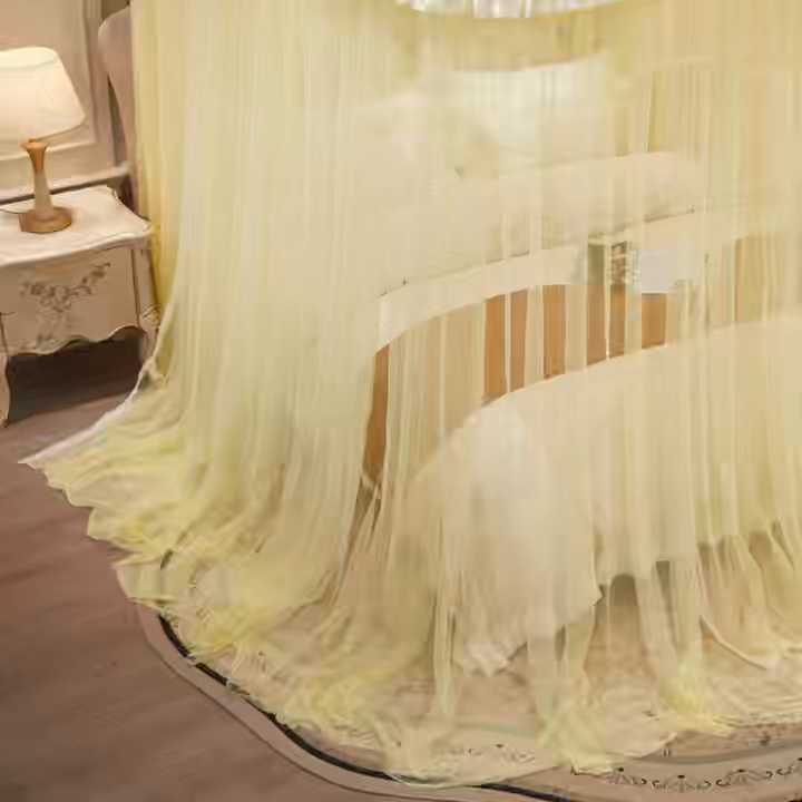 91家纺网 家纺一手货源 找家纺 （总）舞夜盛世 2026新款U型导轨落地宫廷蚊帐-花好月圆