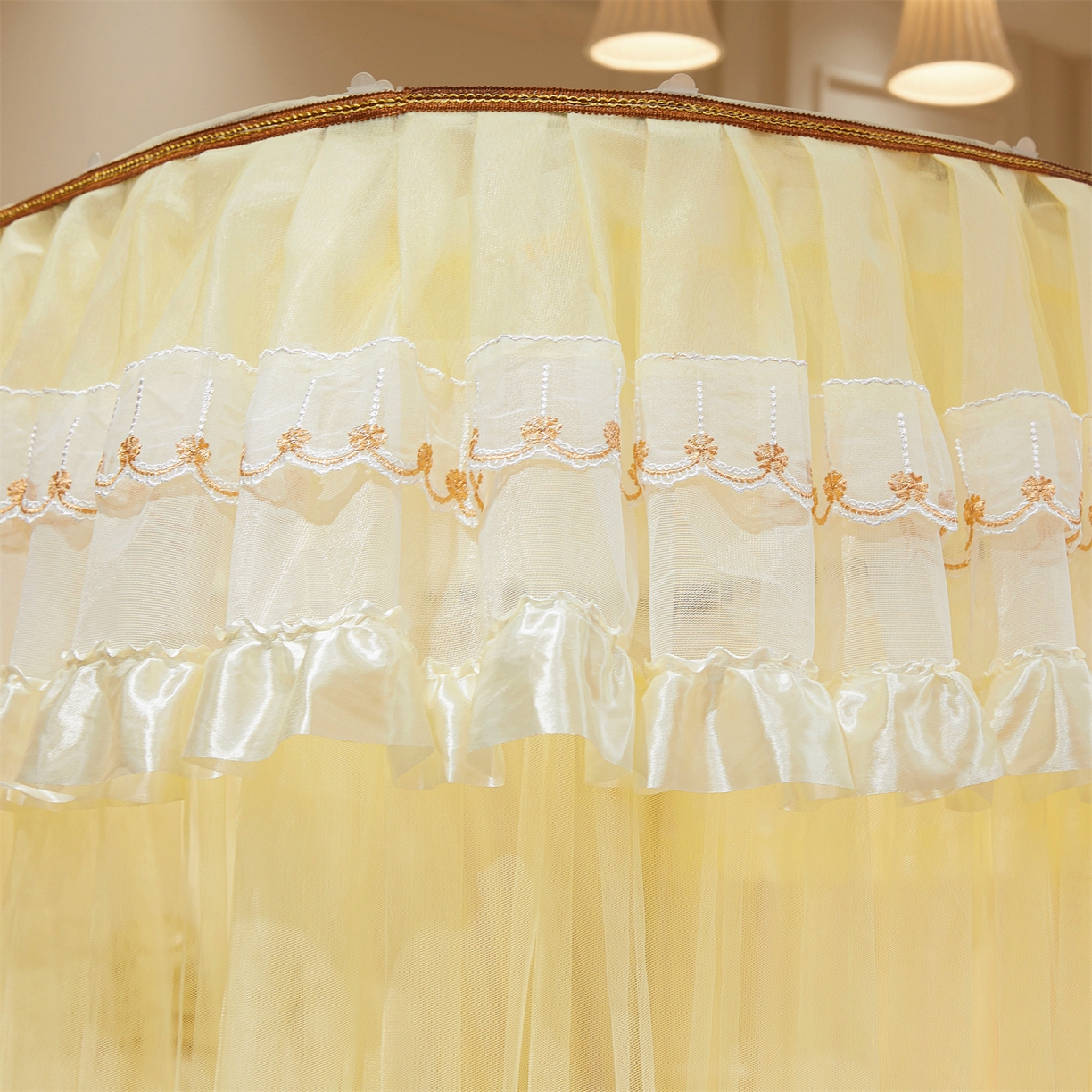 91家纺网 家纺一手货源 找家纺 （总）舞夜盛世 2026新款U型导轨落地宫廷蚊帐-花好月圆