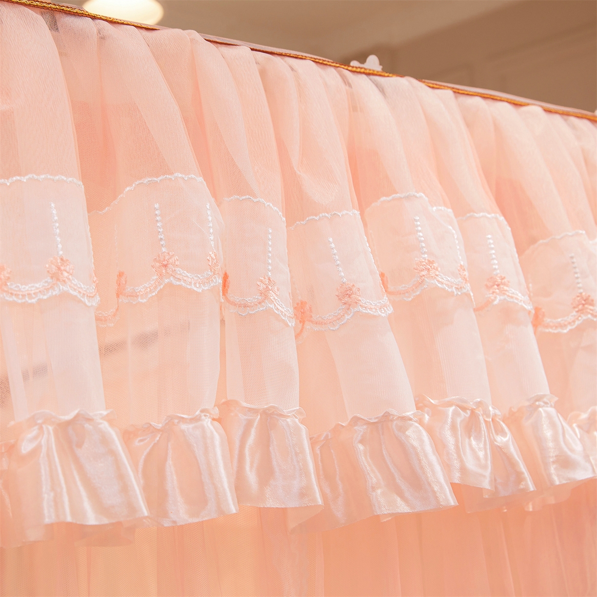 91家纺网 家纺一手货源 找家纺 舞夜盛世 2026新款U型导轨落地宫廷蚊帐-花好月圆 花好月圆-玉色