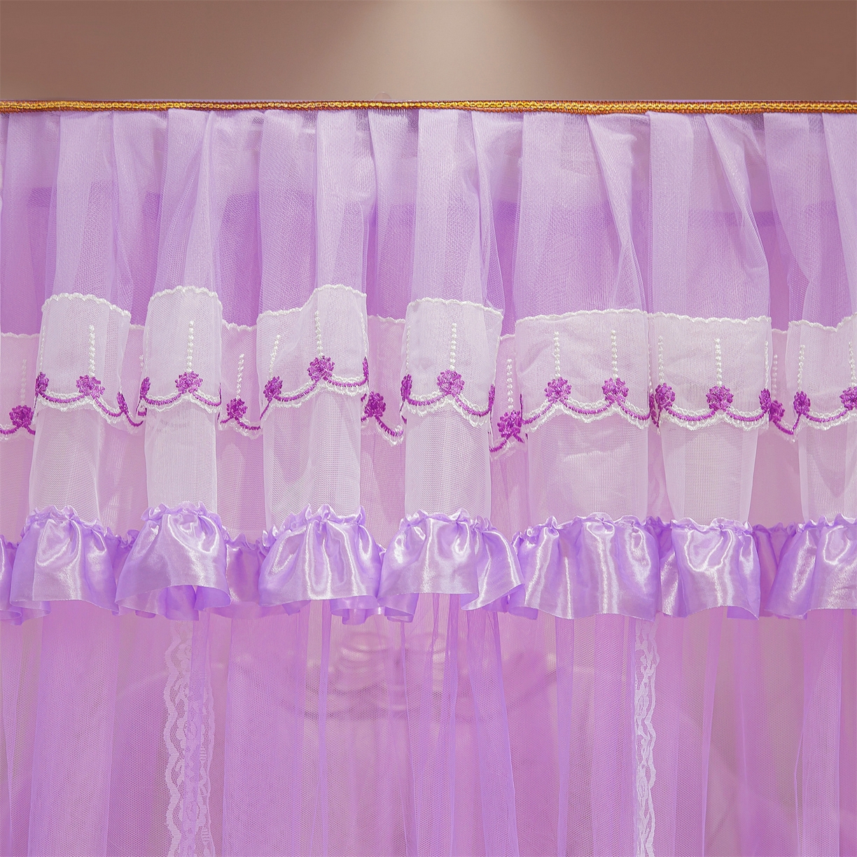 91家纺网 家纺一手货源 找家纺 舞夜盛世 2026新款U型导轨落地宫廷蚊帐-花好月圆 花好月圆-紫色