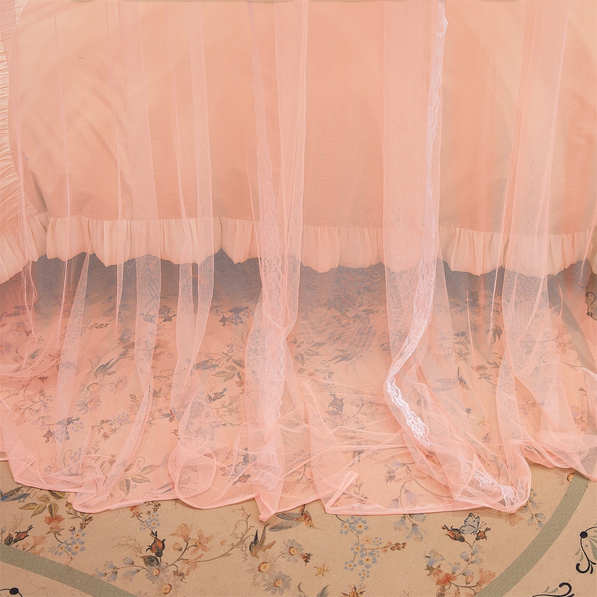 91家纺网 家纺一手货源 找家纺 舞夜盛世 2026新款U型导轨落地宫廷蚊帐-花好月圆 花好月圆-玉色