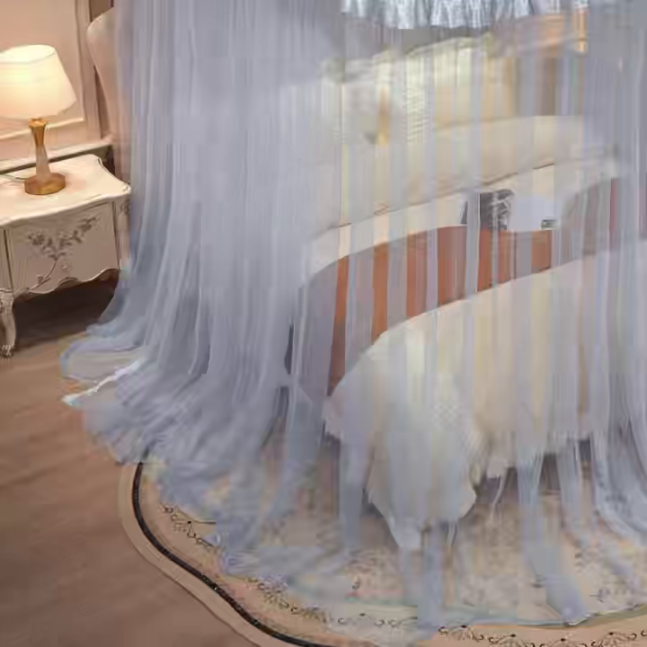 91家纺网 家纺一手货源 找家纺 舞夜盛世 2026新款U型导轨落地宫廷蚊帐-花好月圆 花好月圆-灰色