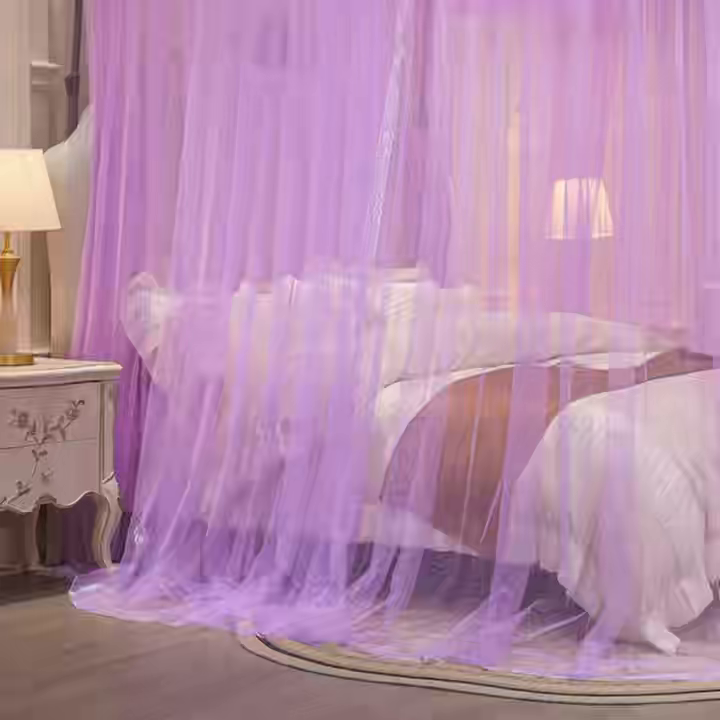 91家纺网 家纺一手货源 找家纺 舞夜盛世 2026新款U型导轨落地宫廷蚊帐-花好月圆 花好月圆-紫色
