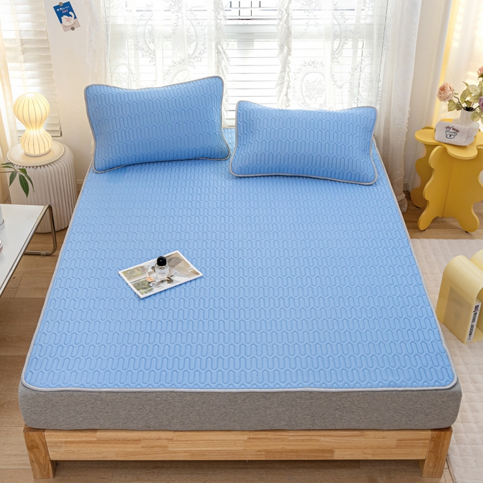 91家纺网 家纺一手货源 找家纺 （总）优雅星家纺 2026新款清新时尚凉感丝0.35乳胶凉席-纯色