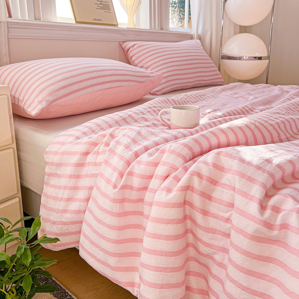 91家纺网 家纺一手货源 找家纺 （总）纽缦家纺 2026新款水洗棉简约格子风夏被