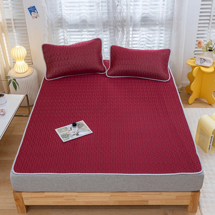 91家纺网 家纺一手货源 找家纺 （总）优雅星家纺 2026新款清新时尚凉感丝0.35乳胶凉席-纯色