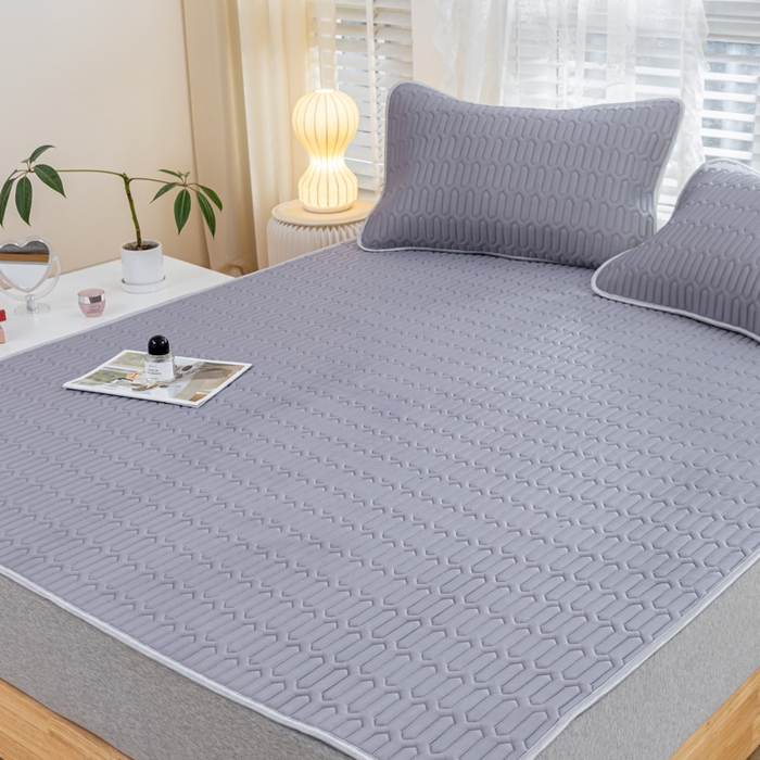 91家纺网 家纺一手货源 找家纺 优雅星家纺 2026新款清新时尚凉感丝0.35乳胶凉席-纯色 高级灰