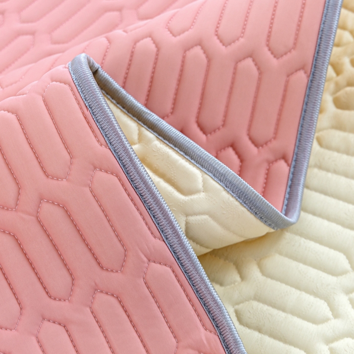 91家纺网 家纺一手货源 找家纺 优雅星家纺 2026新款清新时尚凉感丝0.35乳胶凉席-纯色 藕粉