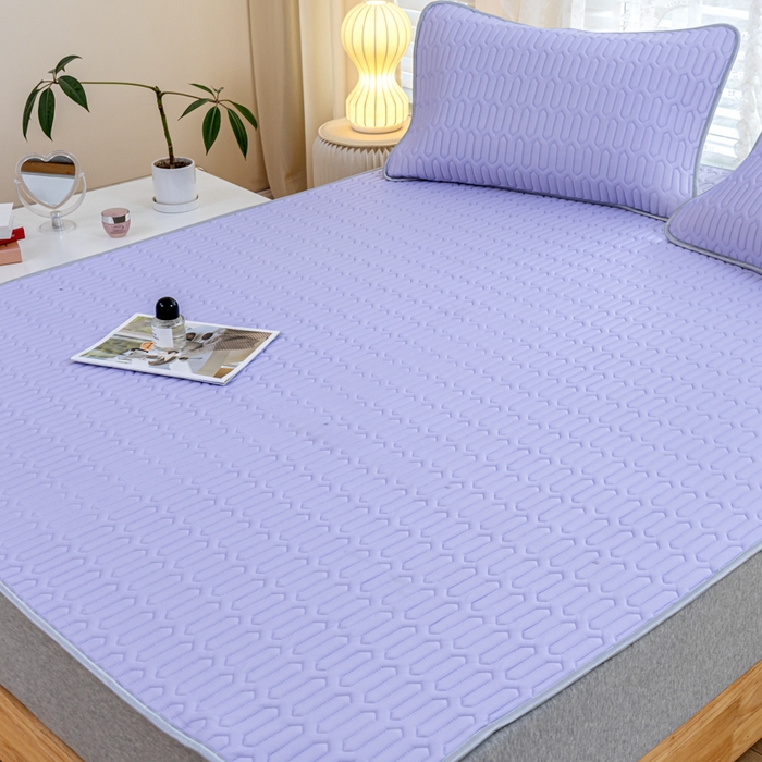 91家纺网 家纺一手货源 找家纺 优雅星家纺 2026新款清新时尚凉感丝0.35乳胶凉席-纯色 炫丽紫