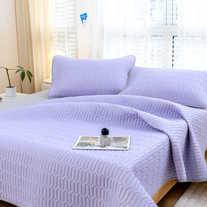 91家纺网 家纺一手货源 找家纺 优雅星家纺 2026新款清新时尚凉感丝0.35乳胶凉席-纯色 炫丽紫