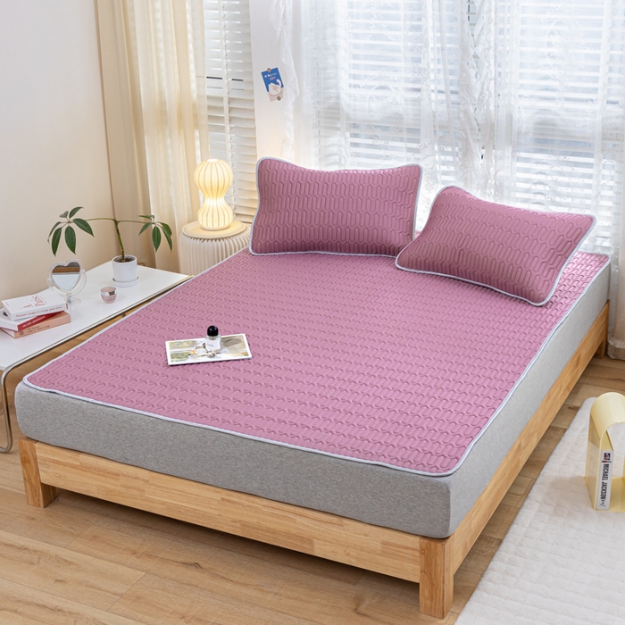 91家纺网 家纺一手货源 找家纺 优雅星家纺 2026新款清新时尚凉感丝0.35乳胶凉席-纯色 轻奢紫