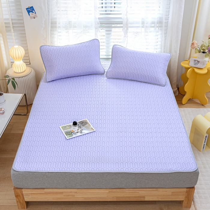 优雅星家纺 2026新款清新时尚凉感丝0.35乳胶凉席-纯色 炫丽紫