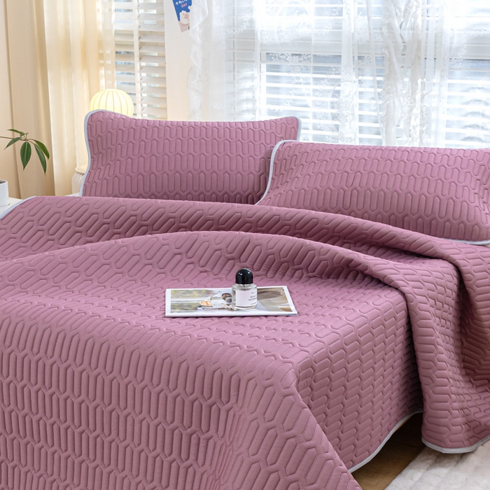 91家纺网 家纺一手货源 找家纺 优雅星家纺 2026新款清新时尚凉感丝0.35乳胶凉席-纯色 轻奢紫