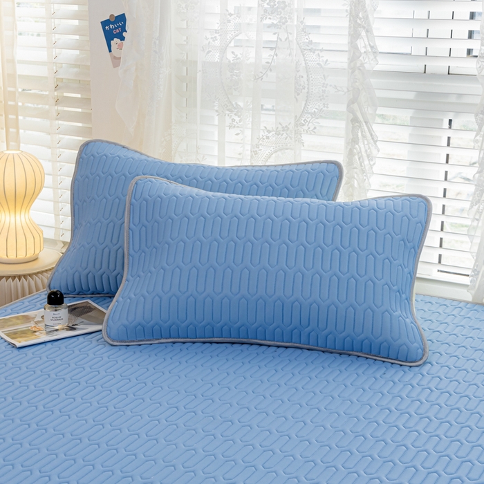 91家纺网 家纺一手货源 找家纺 优雅星家纺 2026新款清新时尚凉感丝0.35乳胶凉席-纯色 天空蓝