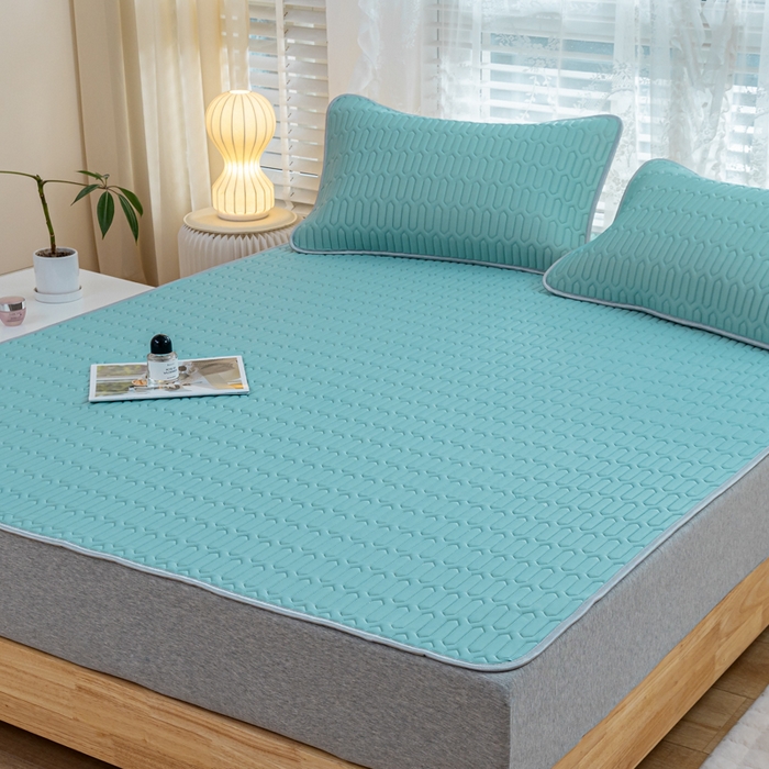 91家纺网 家纺一手货源 找家纺 优雅星家纺 2026新款清新时尚凉感丝0.35乳胶凉席-纯色 橄榄绿