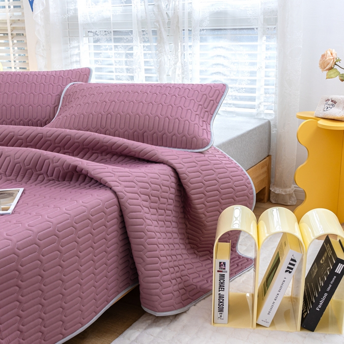 91家纺网 家纺一手货源 找家纺 优雅星家纺 2026新款清新时尚凉感丝0.35乳胶凉席-纯色 轻奢紫