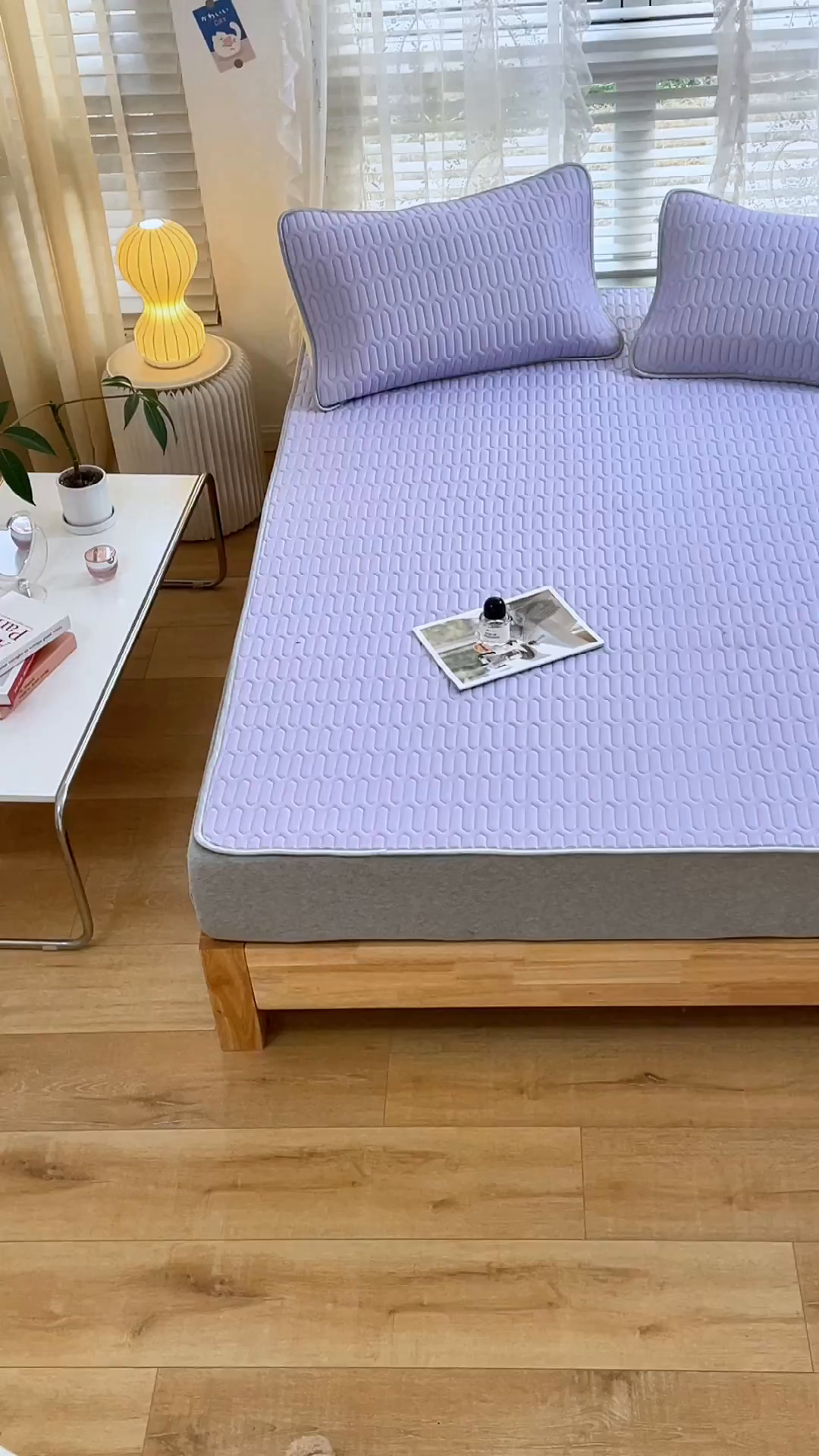 91家纺网 家纺一手货源 找家纺 优雅星家纺 2026新款清新时尚凉感丝0.35乳胶凉席-纯色 炫丽紫