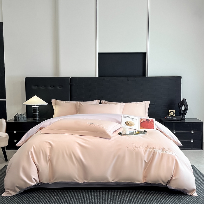 91家纺网 家纺一手货源 找家纺 （总）拼社家纺 2026新款A类全棉贡缎长绒棉四件套全棉四件套简约刺绣纯色纯棉床上用品（提供买家秀）