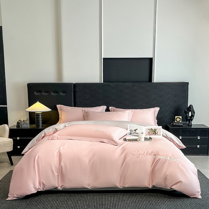 91家纺网 家纺一手货源 找家纺 （总）拼社家纺 2026新款A类全棉贡缎长绒棉四件套全棉四件套简约刺绣纯色纯棉床上用品（提供买家秀）