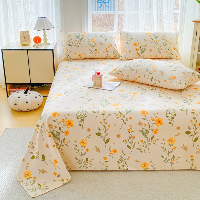 91家纺网 家纺一手货源 找家纺 金泰莱 2026春夏新款100%全棉纯棉老粗布床单凉席席子 春色满园