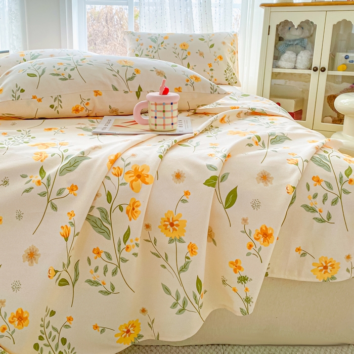 91家纺网 家纺一手货源 找家纺 金泰莱 2026春夏新款100%全棉纯棉老粗布床单凉席席子 春色满园