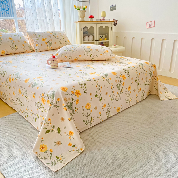 91家纺网 家纺一手货源 找家纺 金泰莱 2026春夏新款100%全棉纯棉老粗布床单凉席席子 春色满园