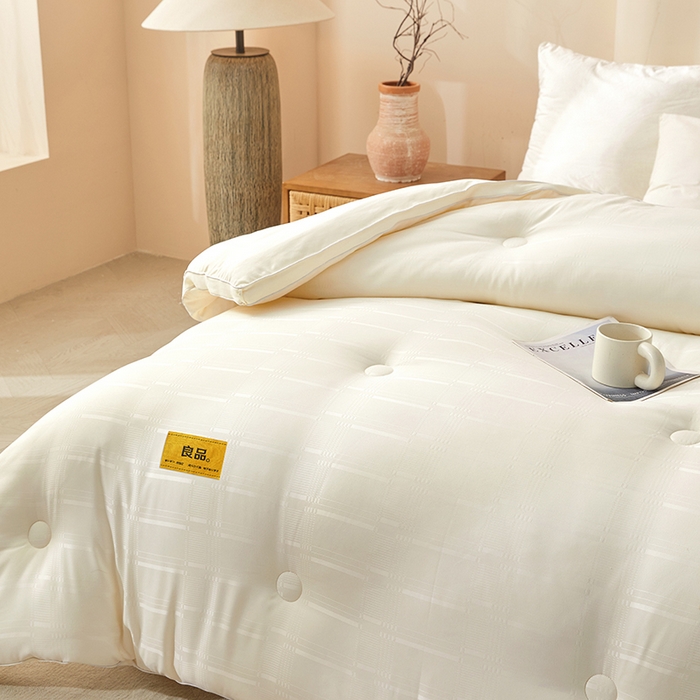 91家纺网 家纺一手货源 找家纺 （总）优雅星家纺 2026新款A类抗菌控温大豆被5.0无印风提花被子被芯春秋冬被夏被爆款