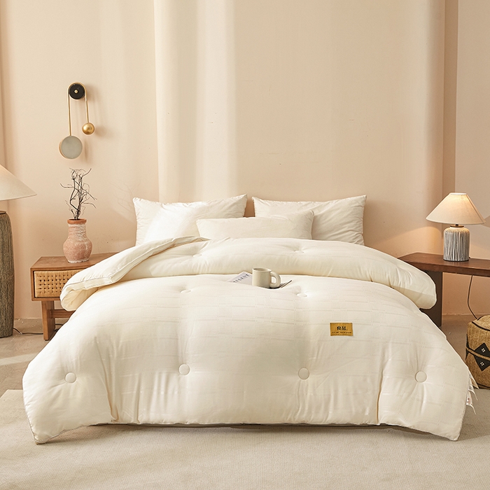 91家纺网 家纺一手货源 找家纺 （总）优雅星家纺 2026新款A类抗菌控温大豆被5.0无印风提花被子被芯春秋冬被夏被爆款