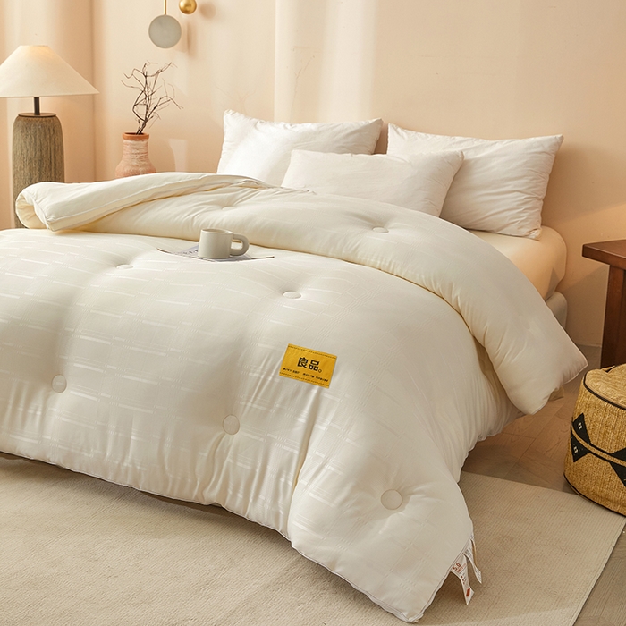 91家纺网 家纺一手货源 找家纺 （总）优雅星家纺 2026新款A类抗菌控温大豆被5.0无印风提花被子被芯春秋冬被夏被爆款