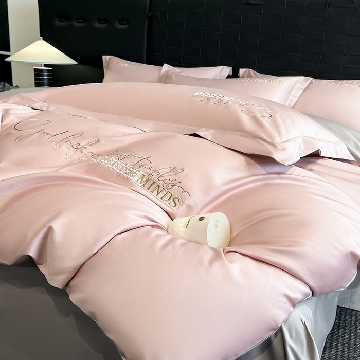 91家纺网 家纺一手货源 找家纺 （总）拼社家纺 2026新款A类全棉贡缎长绒棉四件套全棉四件套简约刺绣纯色纯棉床上用品（提供买家秀）