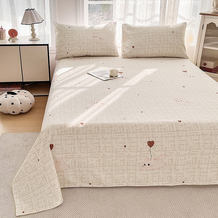 91家纺网 家纺一手货源 找家纺 金泰莱 2026春夏新款100%全棉纯棉老粗布床单凉席席子 虹猫