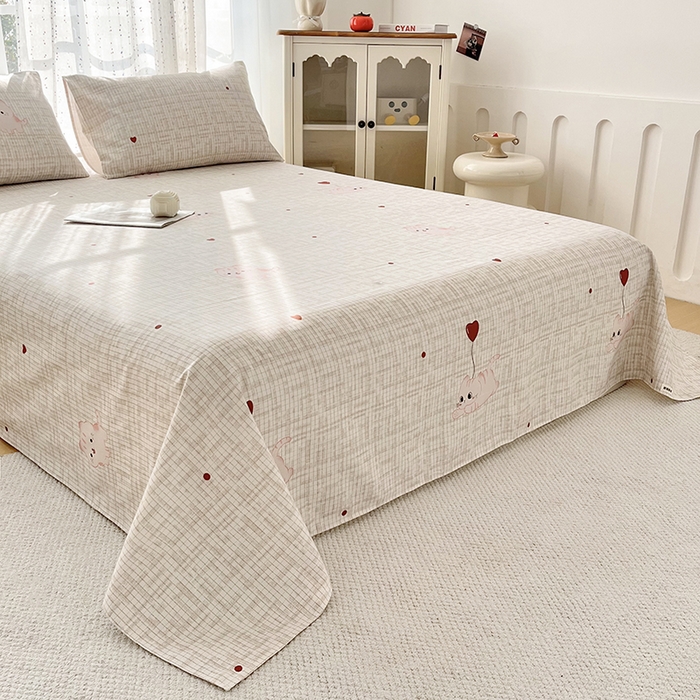 91家纺网 家纺一手货源 找家纺 金泰莱 2026春夏新款100%全棉纯棉老粗布床单凉席席子 虹猫