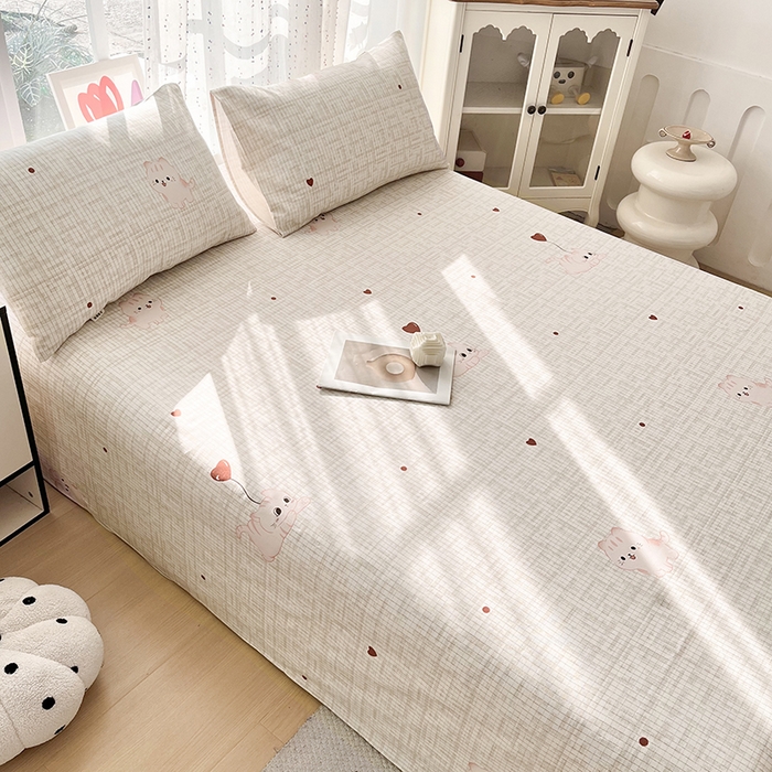 91家纺网 家纺一手货源 找家纺 金泰莱 2026春夏新款100%全棉纯棉老粗布床单凉席席子 虹猫