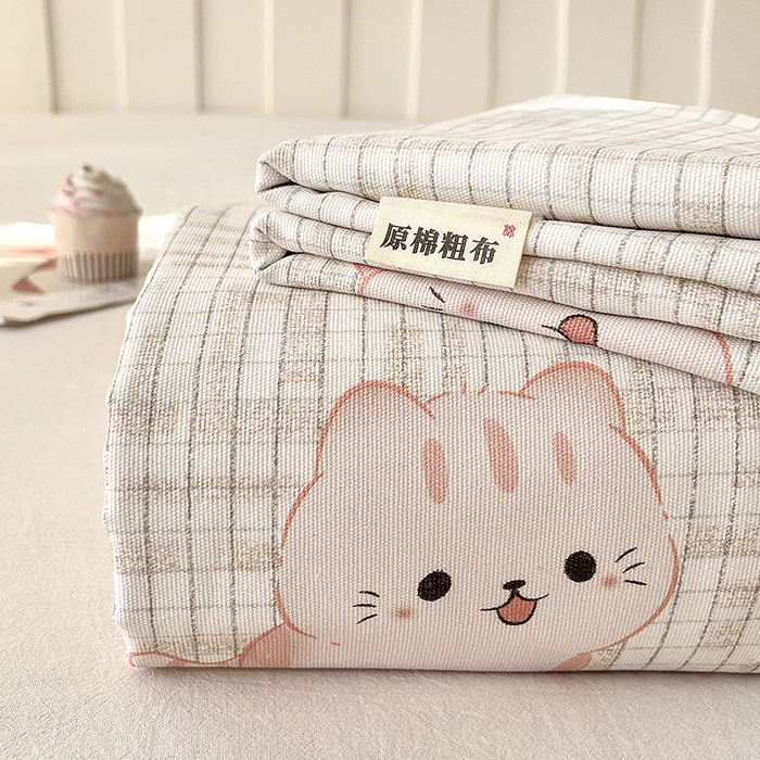 91家纺网 家纺一手货源 找家纺 金泰莱 2026春夏新款100%全棉纯棉老粗布床单凉席席子 虹猫