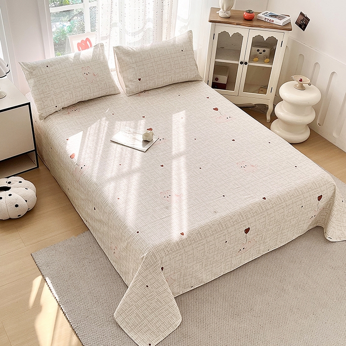 91家纺网 家纺一手货源 找家纺 金泰莱 2026春夏新款100%全棉纯棉老粗布床单凉席席子 虹猫