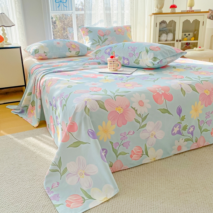 91家纺网 家纺一手货源 找家纺 金泰莱 2026春夏新款100%全棉纯棉老粗布床单凉席席子 花海