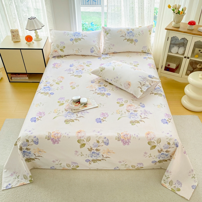 91家纺网 家纺一手货源 找家纺 金泰莱 2026春夏新款100%全棉纯棉老粗布床单凉席席子 花梦乐园