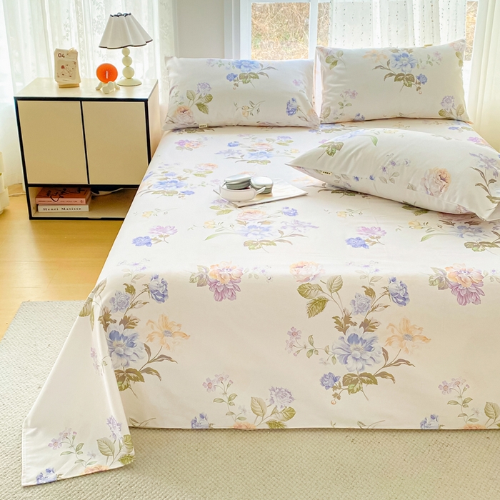 91家纺网 家纺一手货源 找家纺 金泰莱 2026春夏新款100%全棉纯棉老粗布床单凉席席子 花梦乐园