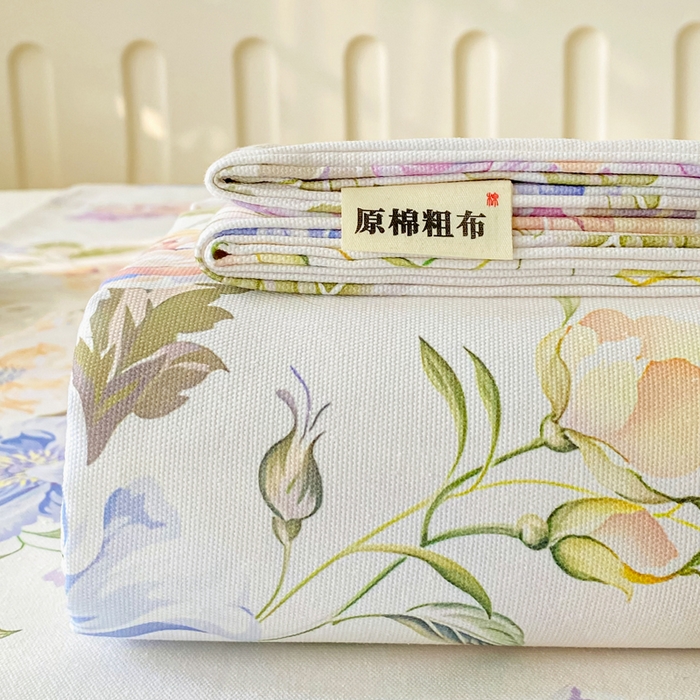 91家纺网 家纺一手货源 找家纺 金泰莱 2026春夏新款100%全棉纯棉老粗布床单凉席席子 花梦乐园