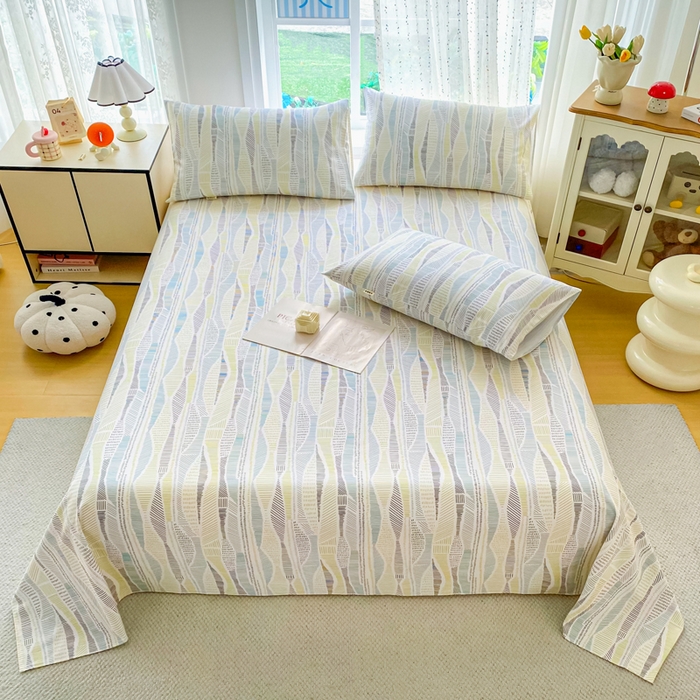 91家纺网 家纺一手货源 找家纺 金泰莱 2026春夏新款100%全棉纯棉老粗布床单凉席席子 卡罗拉