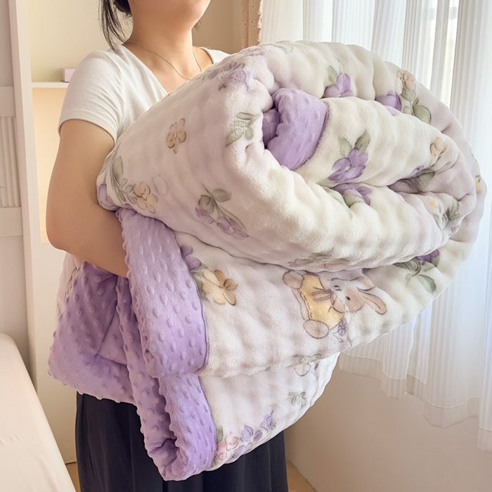 91家纺网 家纺一手货源 找家纺 （总）优雅星家纺 2026新款A类小清新四季可用学生宿舍床单  单件夹棉炕盖床盖炕毯三件套（长期有货）