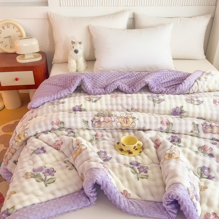 91家纺网 家纺一手货源 找家纺 （总）优雅星家纺 2026新款亲肤舒适兔毛绒豆豆绒冬被