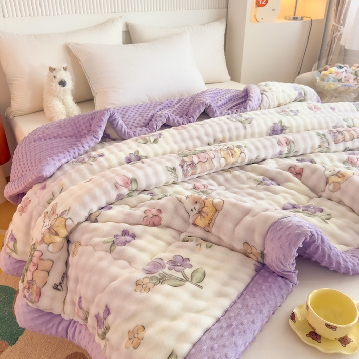 91家纺网 家纺一手货源 找家纺 （总）优雅星家纺 2026新款亲肤舒适兔毛绒豆豆绒冬被