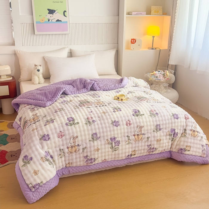 91家纺网 家纺一手货源 找家纺 （总）优雅星家纺 2026新款亲肤舒适兔毛绒豆豆绒冬被