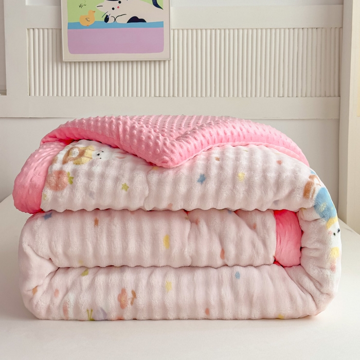 91家纺网 家纺一手货源 找家纺 优雅星家纺 2026新款亲肤舒适兔毛绒豆豆绒冬被 春游