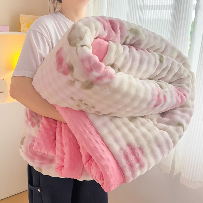 优雅星家纺 2026新款亲肤舒适兔毛绒豆豆绒冬被 玫瑰园