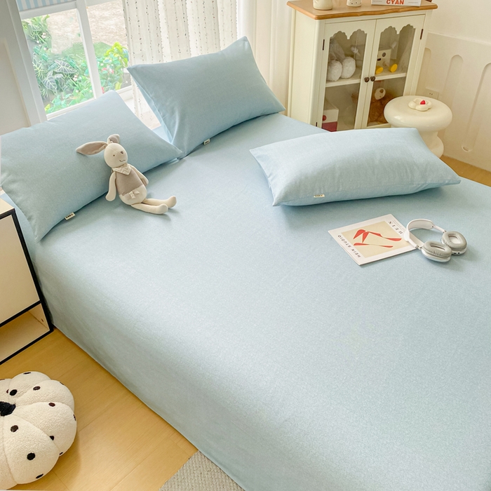 91家纺网 家纺一手货源 找家纺 金泰莱 2026春夏新款100%全棉纯棉老粗布床单凉席席子 蓝调