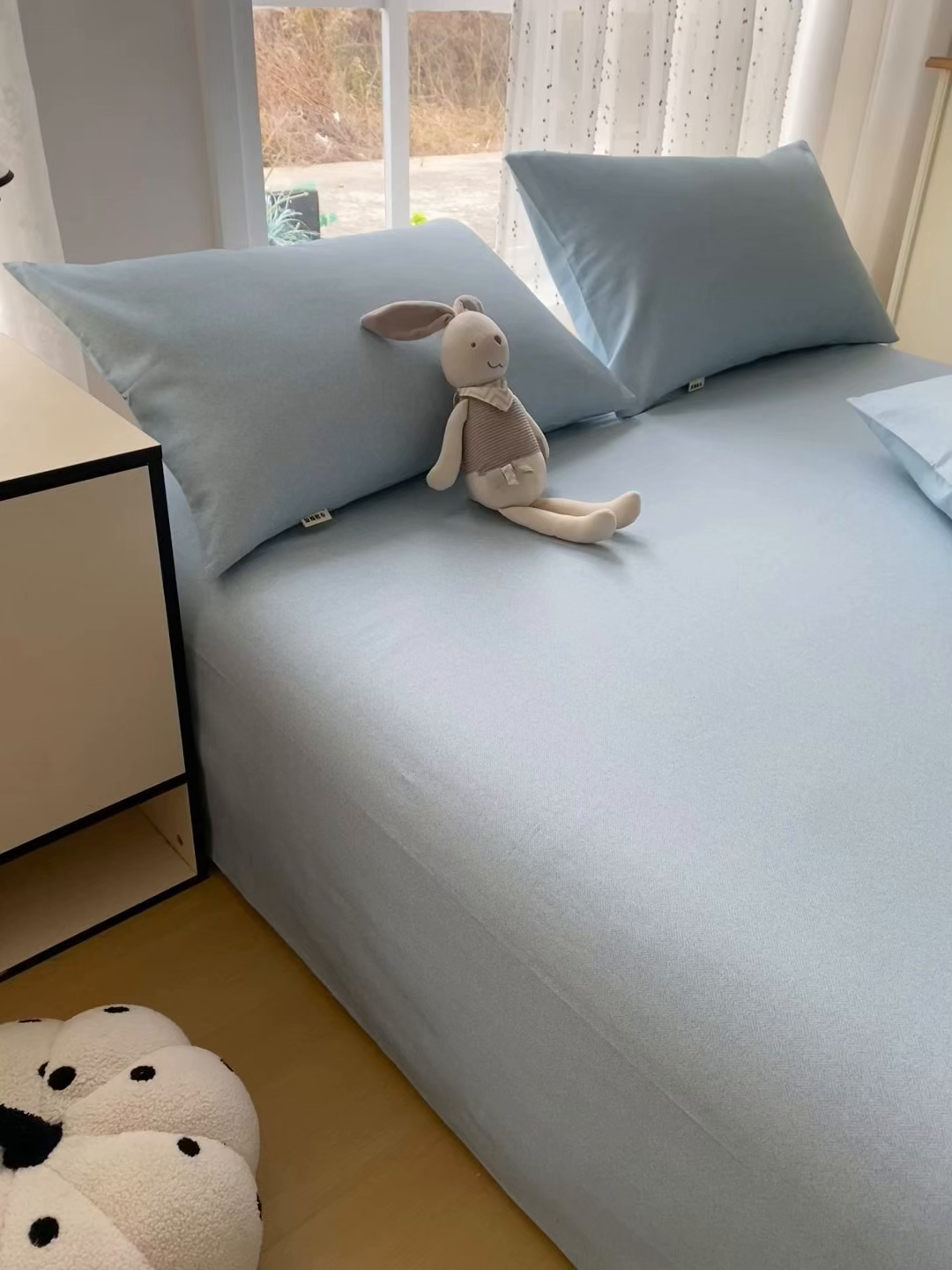 91家纺网 家纺一手货源 找家纺 金泰莱 2026春夏新款100%全棉纯棉老粗布床单凉席席子 蓝调