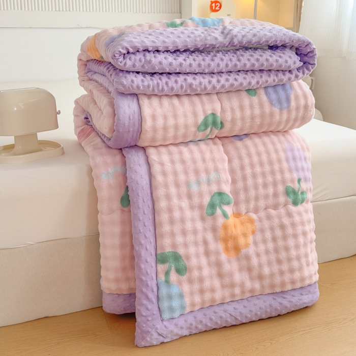 91家纺网 家纺一手货源 找家纺 优雅星家纺 2026新款亲肤舒适兔毛绒豆豆绒冬被 郁金香