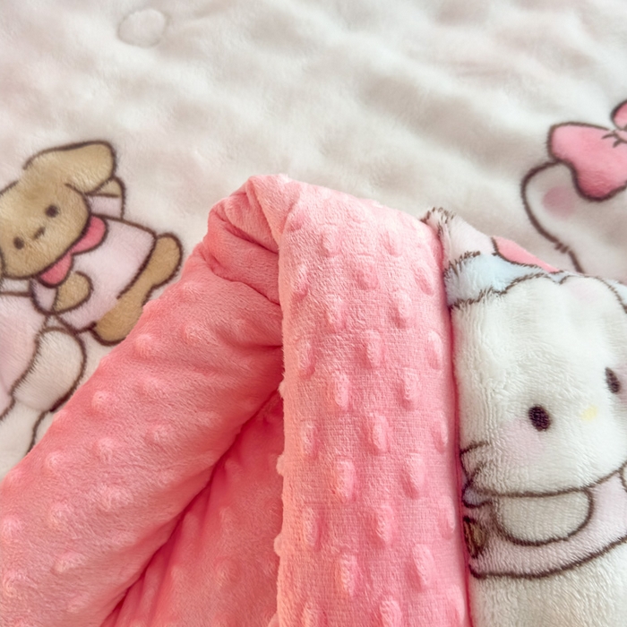 91家纺网 家纺一手货源 找家纺 优雅星家纺 2026新款亲肤舒适兔毛绒豆豆绒冬被 凯特猫